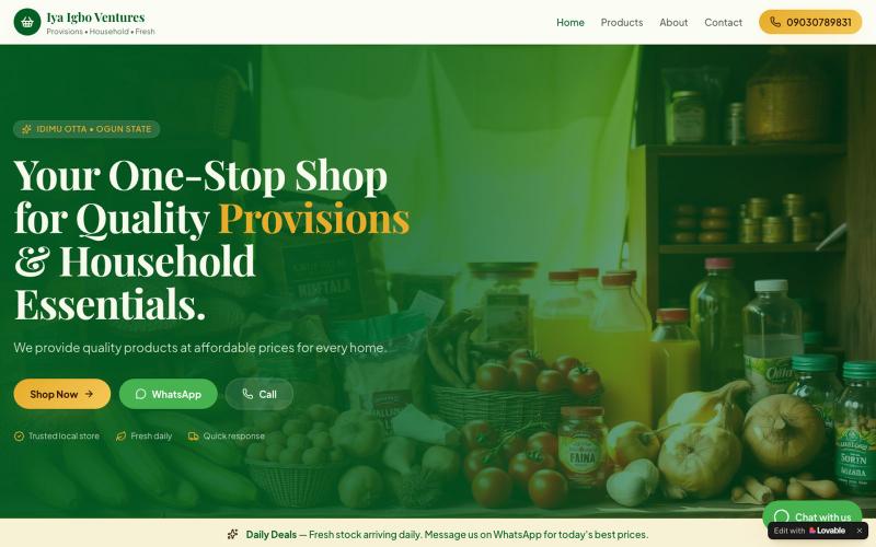 Iya Igbo Ventures — Provisions & Household Essentials in Idimu Otta — screenshot
