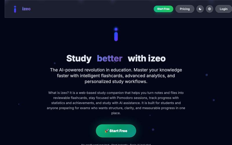 izeo - Redefine Your Academic Potential | AI-Powered Study Platform — screenshot