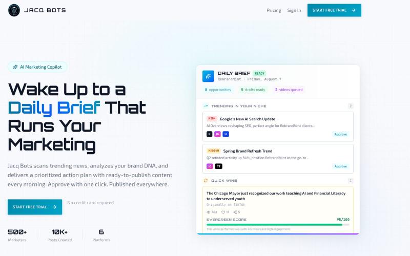 Jacq Bots - AI Marketing Platform — screenshot