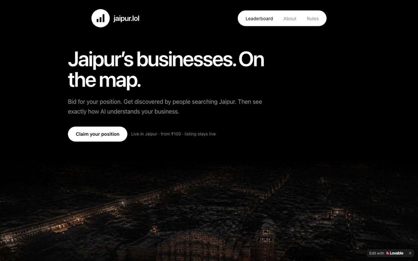 jaipur.lol - Jaipur business leaderboard — screenshot