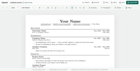jakeforge — Jake's-style resume editor — screenshot