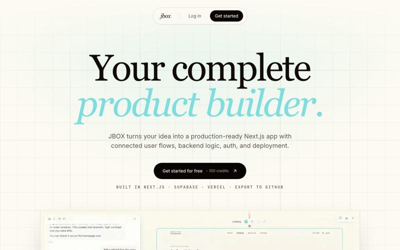 AI Product Builder for Full-Stack Next.js Apps | JBOX — screenshot