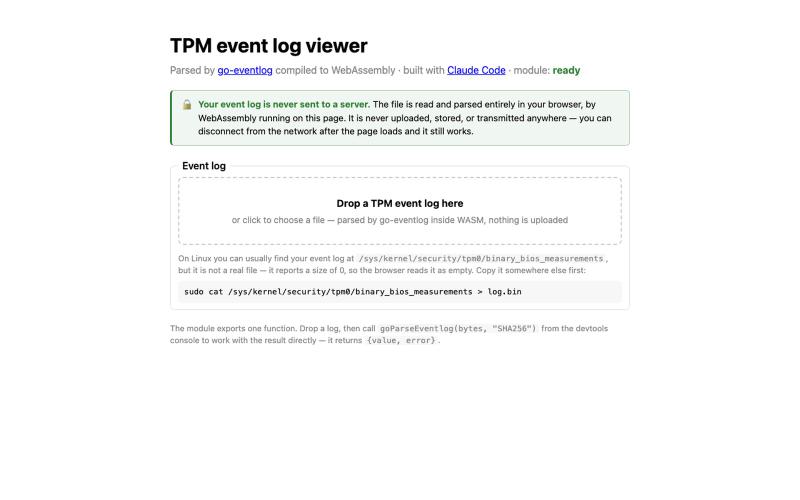 TPM event log viewer — screenshot