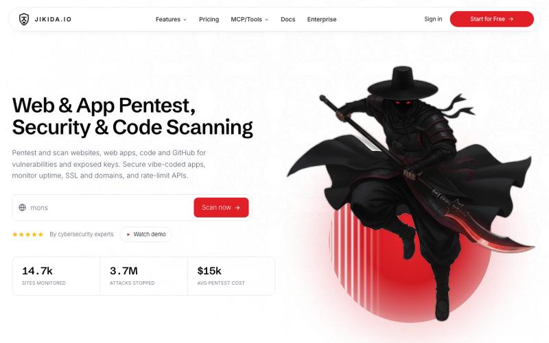 Pentest & Security Scan for Code & Web · Jikida.io — screenshot
