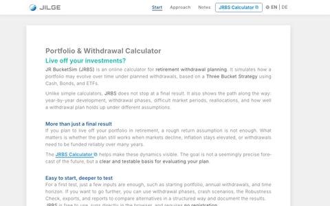 JR BucketSim – Withdrawal Calculator (3-Bucket) — screenshot