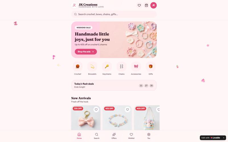 JK Creations — Handmade Crochet, Bracelets & Gifts — screenshot