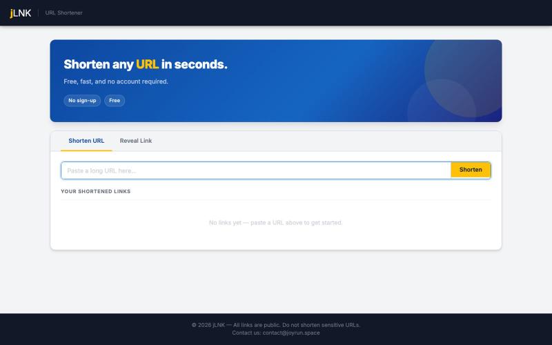 jLNK — Fast Link Shortener — screenshot