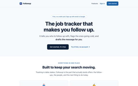 Followup: the job tracker that makes you follow up — screenshot