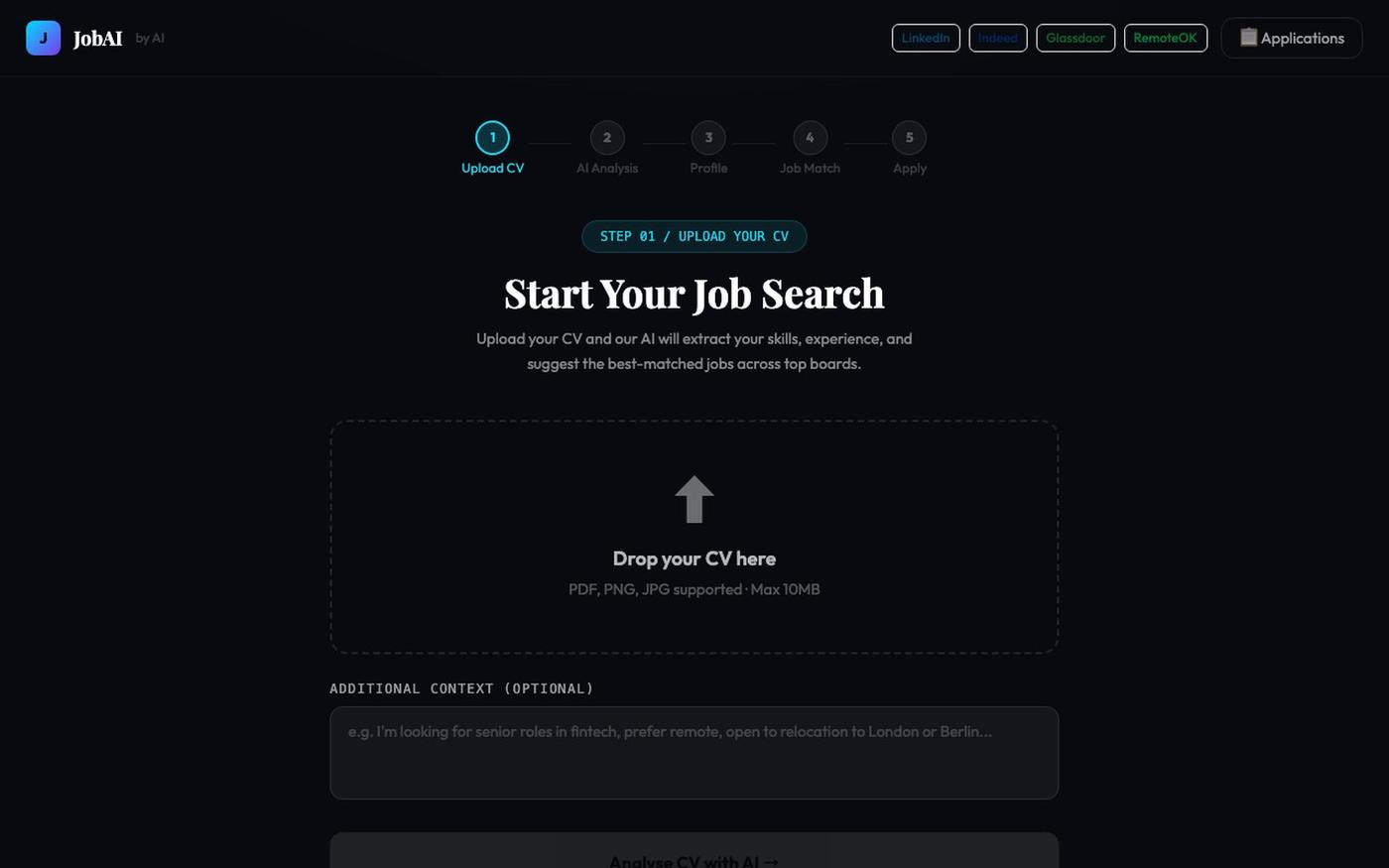 JobAI – AI-Powered Job Applications — screenshot