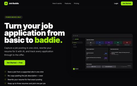 Job Baddie — AI Resume Tailoring & Job Application Tracking — screenshot