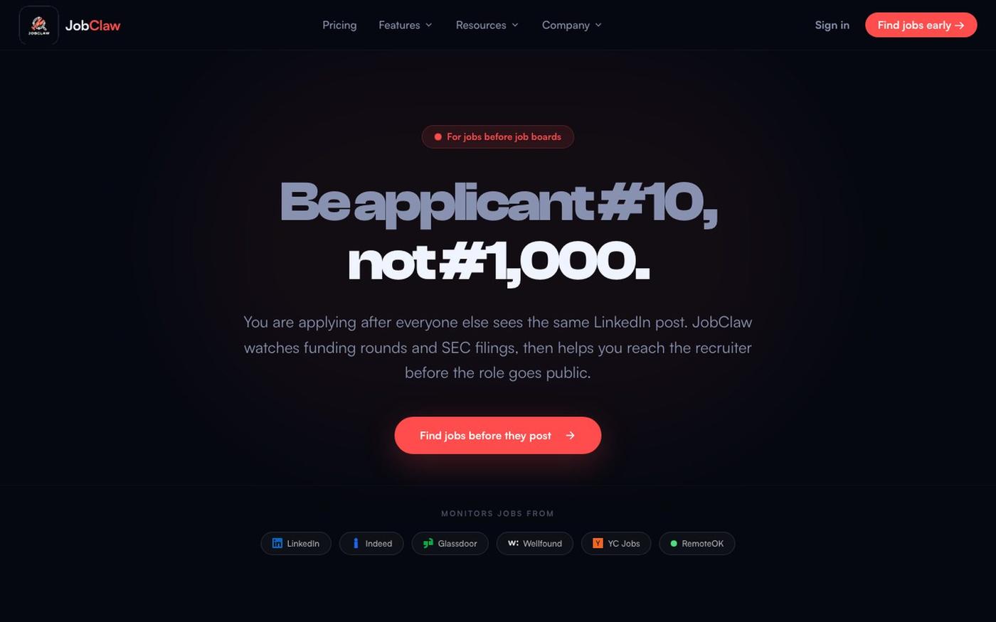 AI Job Search Agent | JobClaw — screenshot