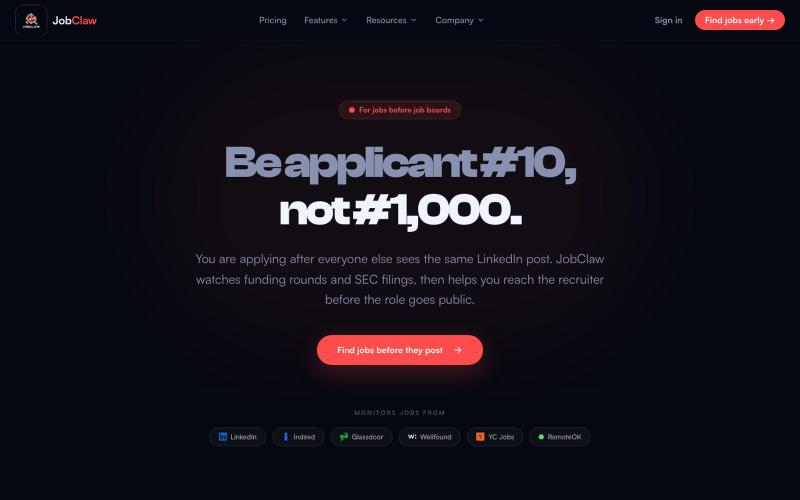AI Job Search Agent | JobClaw — screenshot