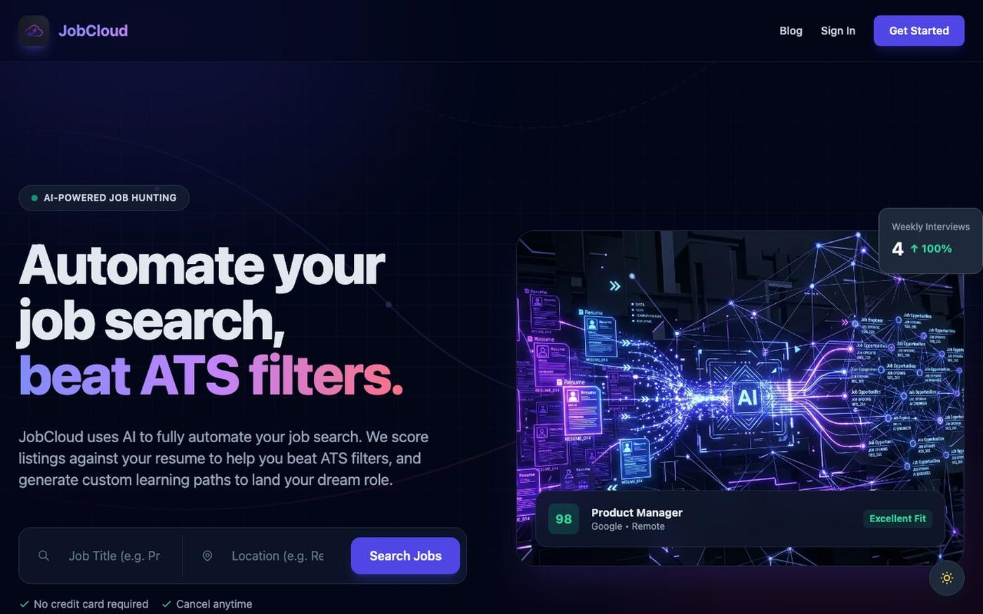 JobCloud AI - Automate Job Search & Beat ATS Filters — screenshot