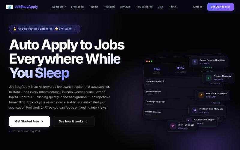 JobEasyApply — Auto Apply to Jobs on LinkedIn, Greenhouse & Lever with AI — screenshot