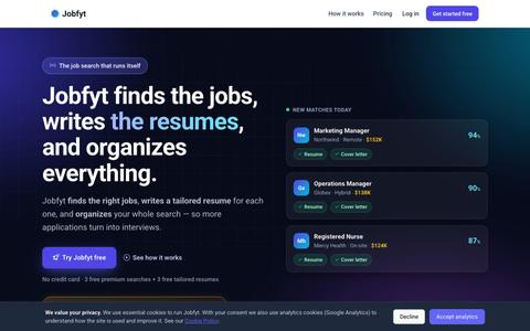 Jobfyt — Find jobs, write tailored resumes, organize your search — screenshot