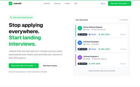JobraAI — Land More Interviews with AI-Powered Job Search — screenshot