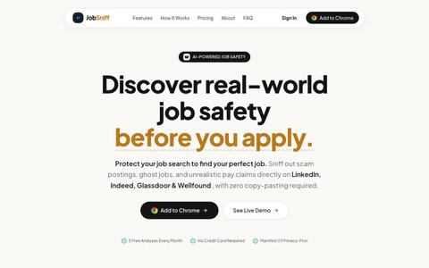 JobSniff | AI Job Scam & Ghost Job Detection Chrome Extension — screenshot