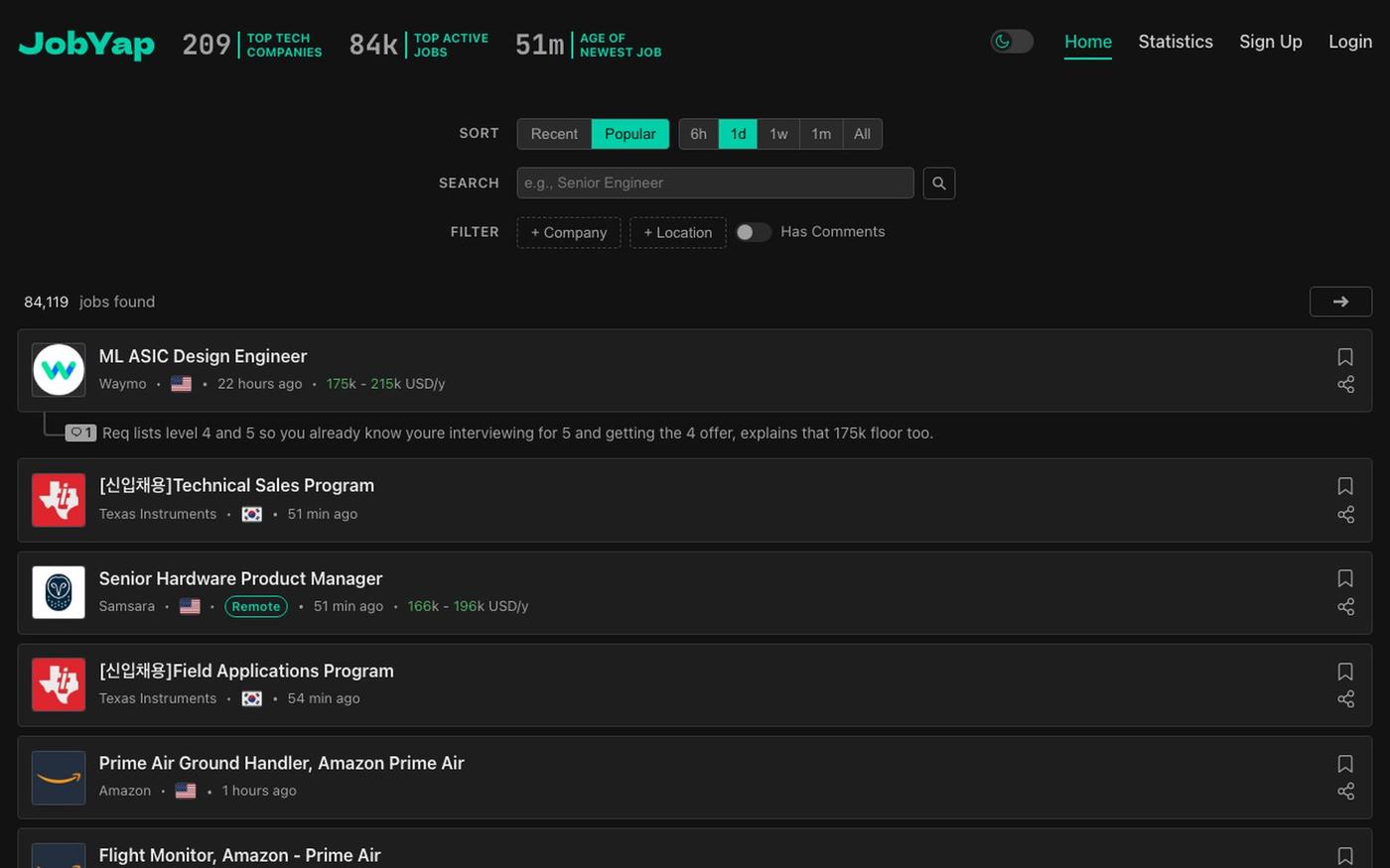 JobYap - Tech Jobs with Open Discussions — screenshot