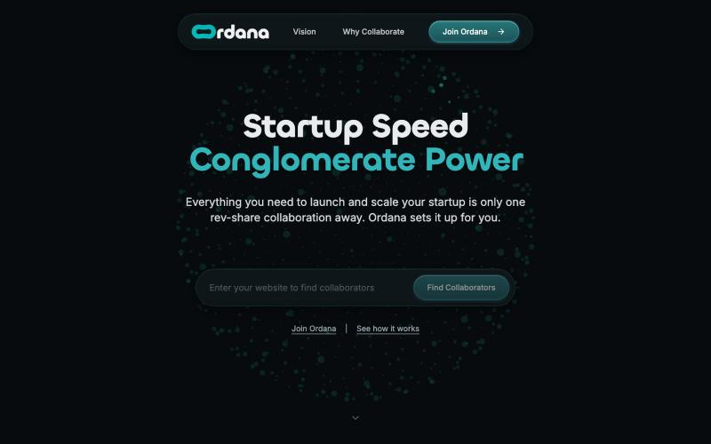 Startup Collaboration Platform with Revenue Share | Ordana — screenshot
