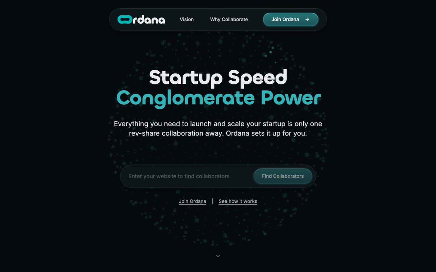 Startup Collaboration Platform with Revenue Share | Ordana — screenshot