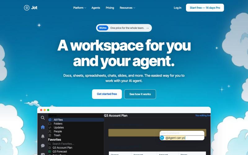 Jot — A workspace for you and your agent — screenshot
