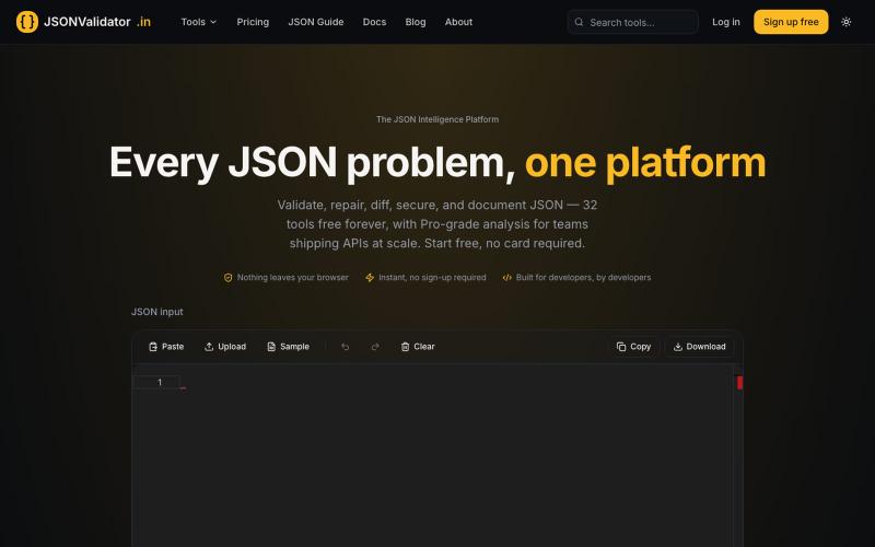 JSON Validator, Formatter & Repair — JSONValidator.in — screenshot