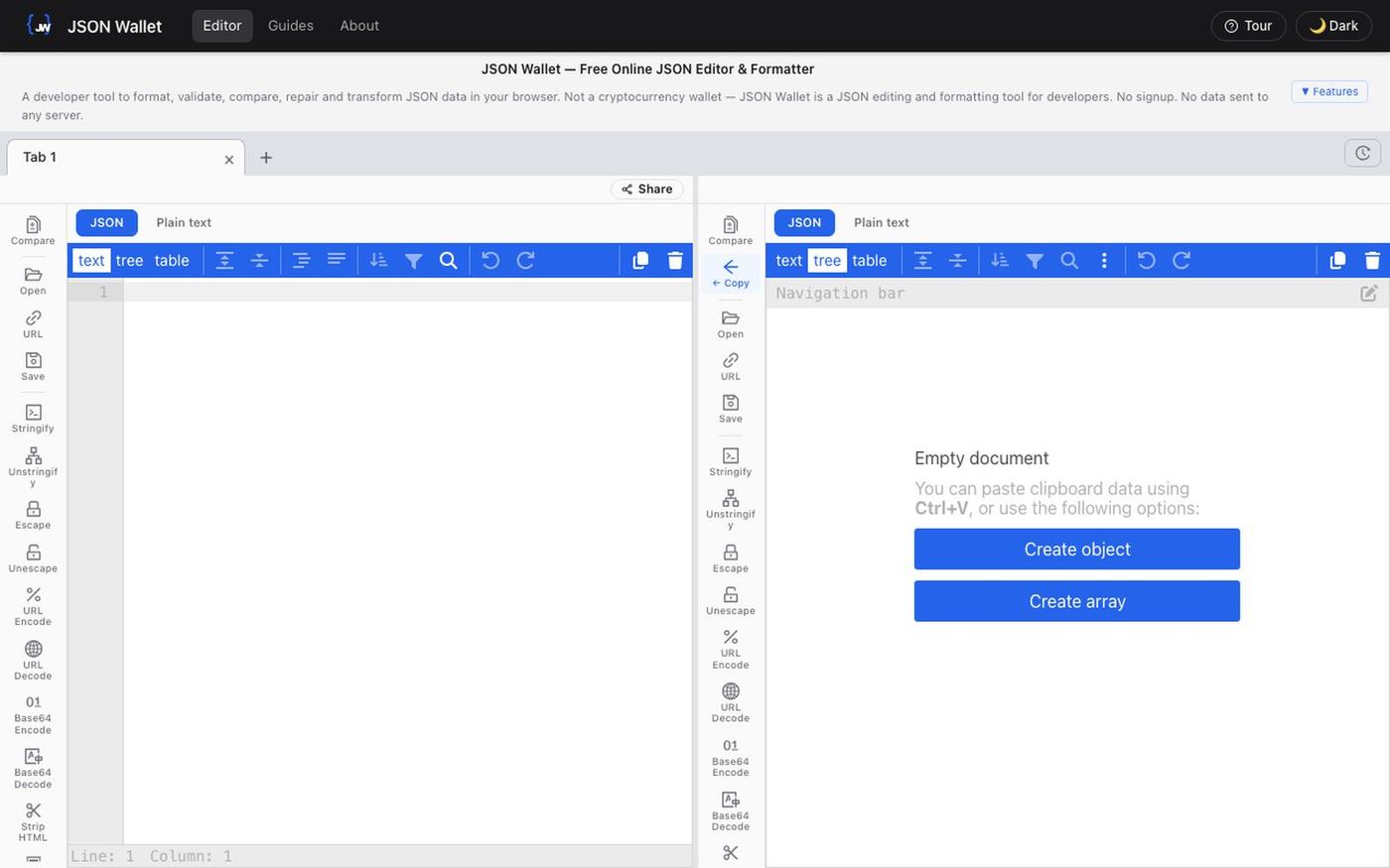 JSON Wallet — Free Online JSON Editor & Formatter — screenshot