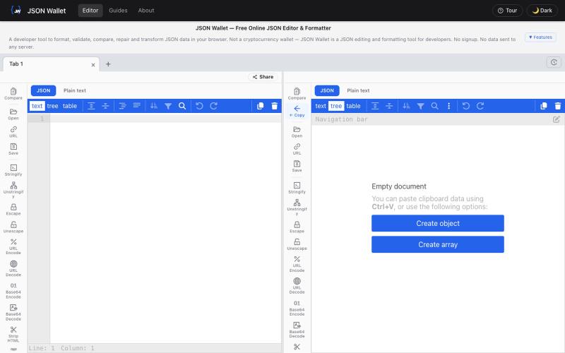 JSON Wallet — Free Online JSON Editor & Formatter — screenshot
