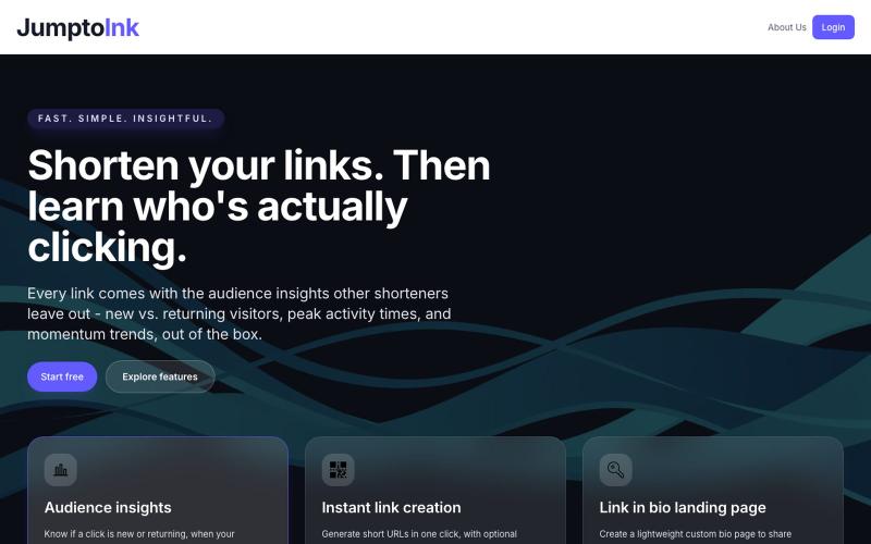 Jumptolnk - URL Shortener with Visitor Insights & Link Analytics — screenshot