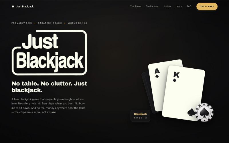 Just Blackjack — Free Blackjack Game for iPhone & Android — screenshot
