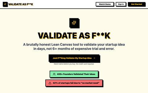 Just F**king Validate Your Startup Idea — screenshot