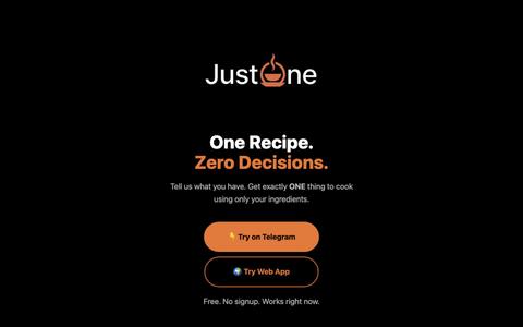 JustOne — One Recipe from What You Have — screenshot