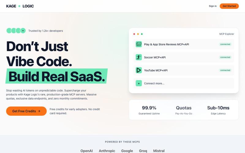 Build Real AI SaaS with Exclusive MCPs - Kage Logic — screenshot
