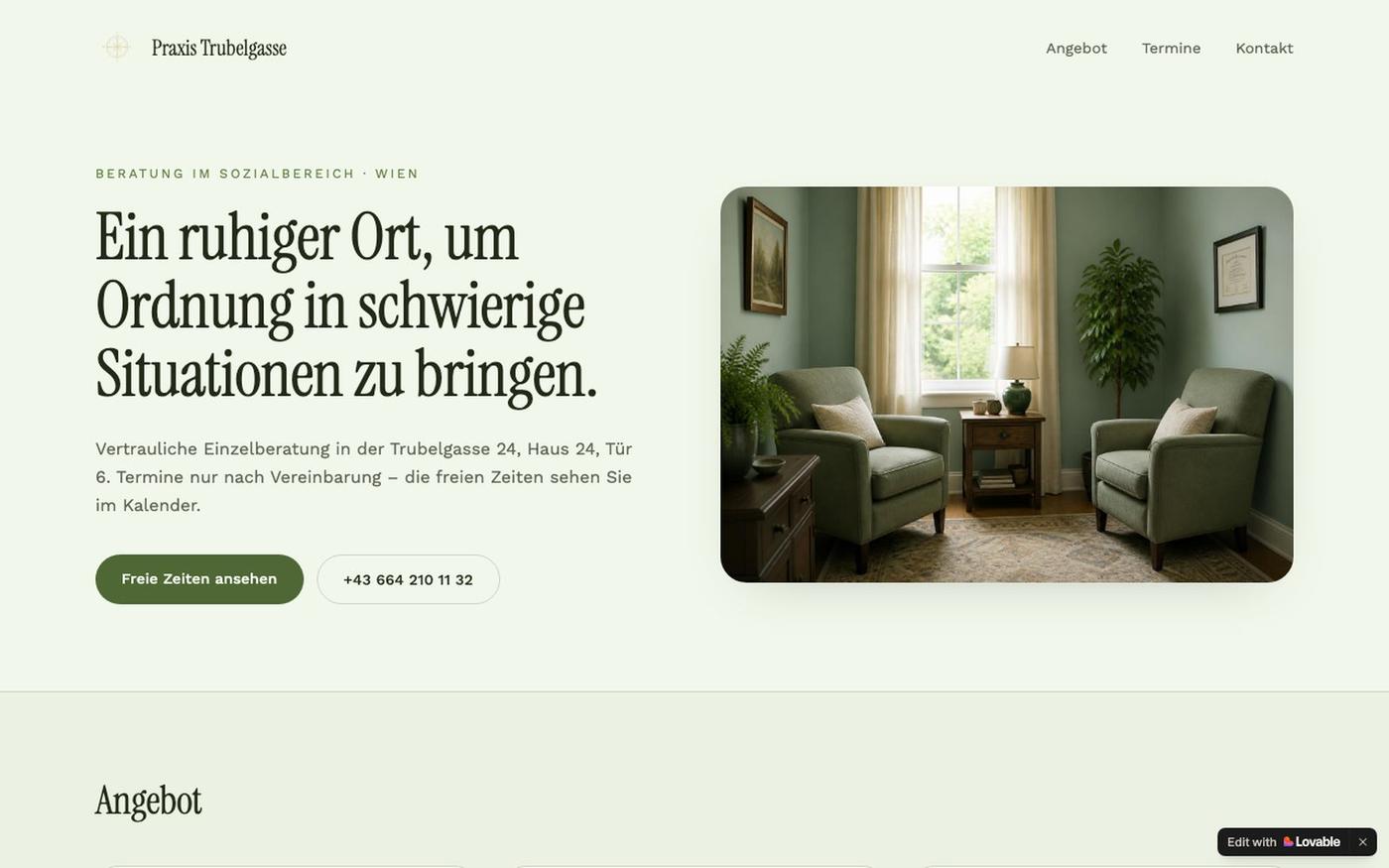 Praxis Trubelgasse – Beratung im Sozialbereich, Wien — screenshot