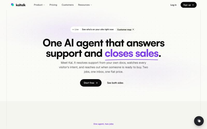 AI Live Chat: One Agent for Support & Sales | KalTalk — screenshot
