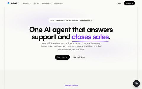 AI Live Chat: One Agent for Support & Sales | KalTalk — screenshot