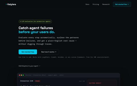 Kalytera — Find where your agent fails — screenshot