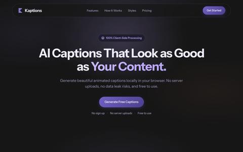 Kaptions — AI Captions That Look as Good as Your Content — screenshot