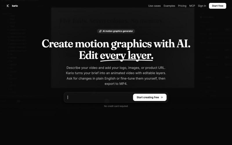 AI Motion Graphics Generator — Editable Animations | Kario — screenshot