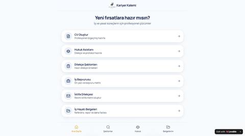 Kariyer Kalemi — CV, dilekçe ve hukuk asistanı — screenshot