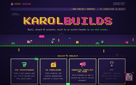 KarolBuilds: ridiculous AI projects — screenshot