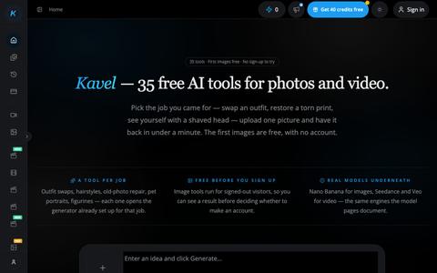 Kavel: Free AI Photo & Video Tools, No Sign-Up — screenshot