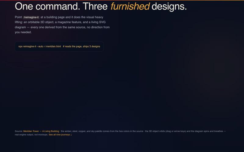 reimagine-it — Content-Derived Design for AI Agents — screenshot