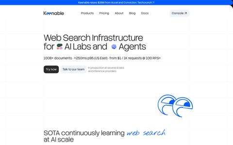 Keenable.ai — Independent Web Search API for AI — screenshot