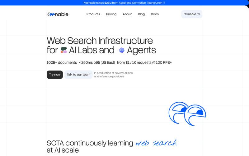 Keenable.ai — Independent Web Search API for AI — screenshot