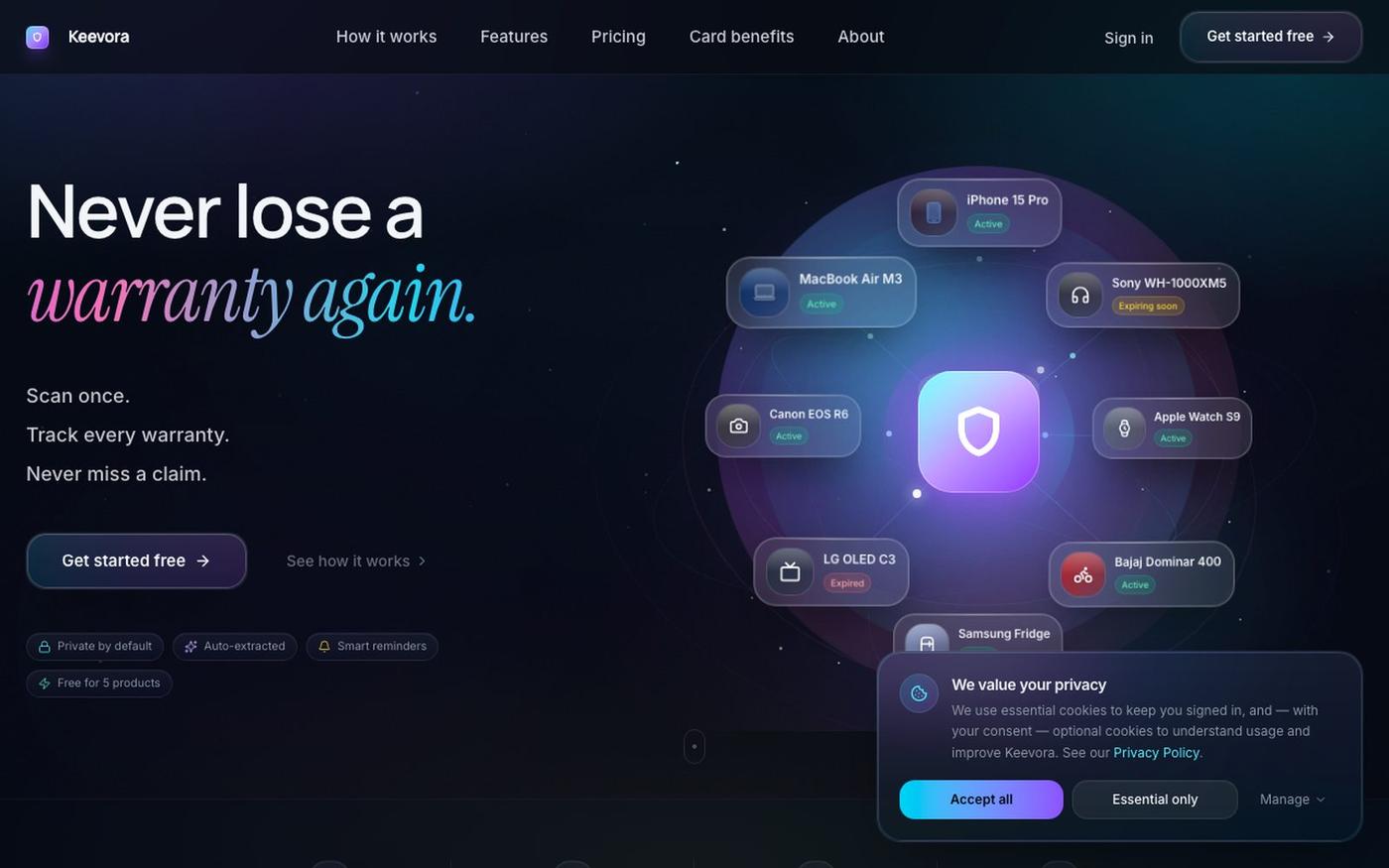 Keevora — AI-Powered Warranty Intelligence — screenshot