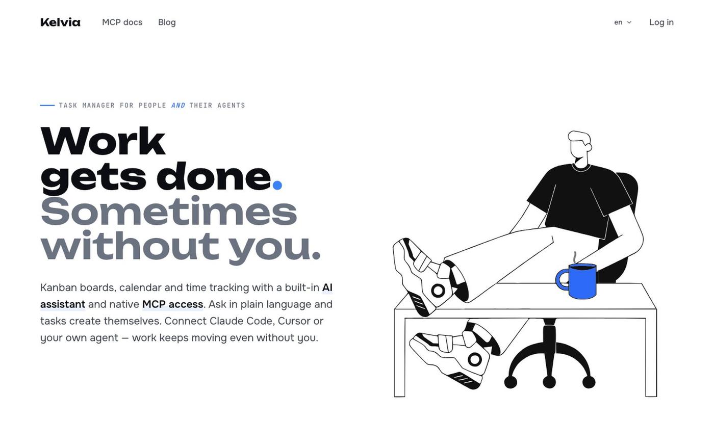 Kelvia — boards and tasks for people and AI agents — screenshot