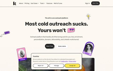 Most Cold Outreach Sucks. Yours Won't. | Ken AI — screenshot