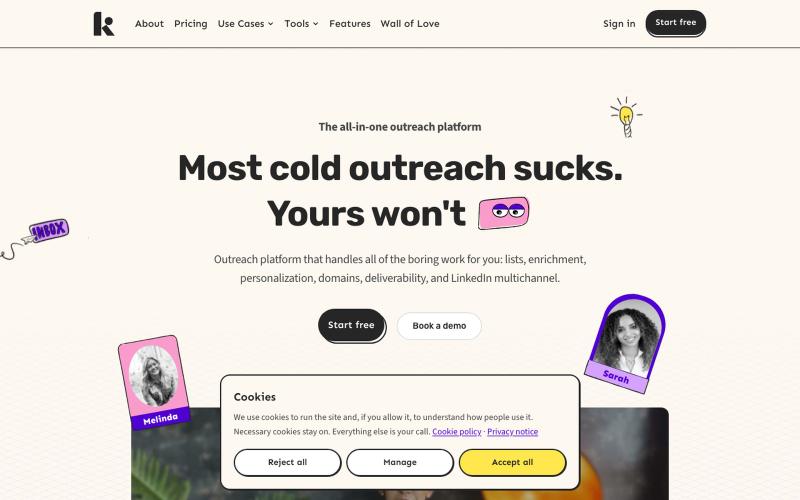 Most Cold Outreach Sucks. Yours Won't. | Ken AI — screenshot