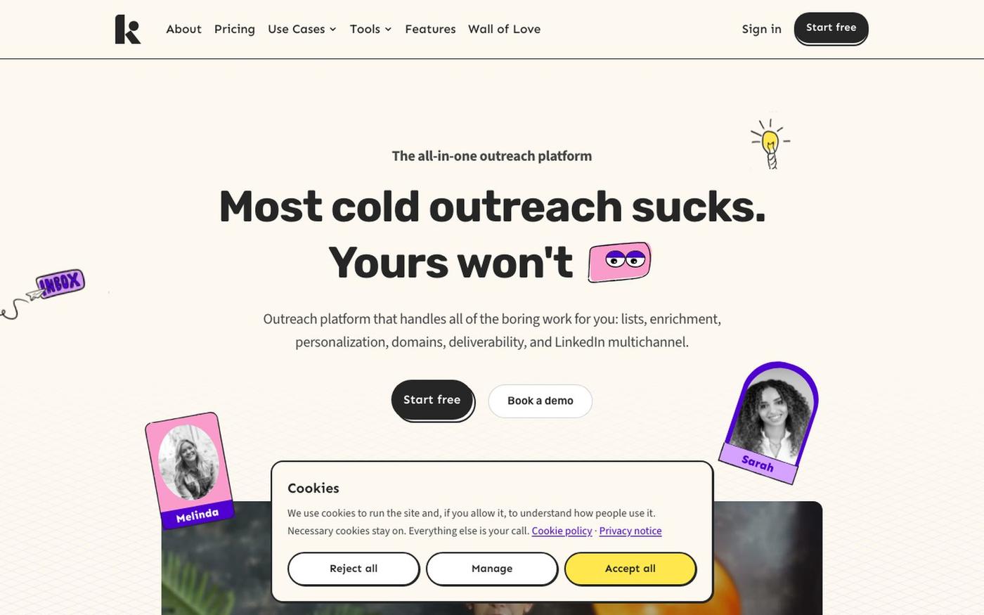 Most Cold Outreach Sucks. Yours Won't. | Ken AI — screenshot